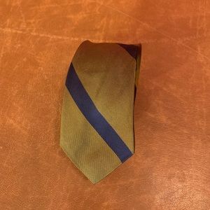 Vintage 1960 olive/navy striped silk skinny tie